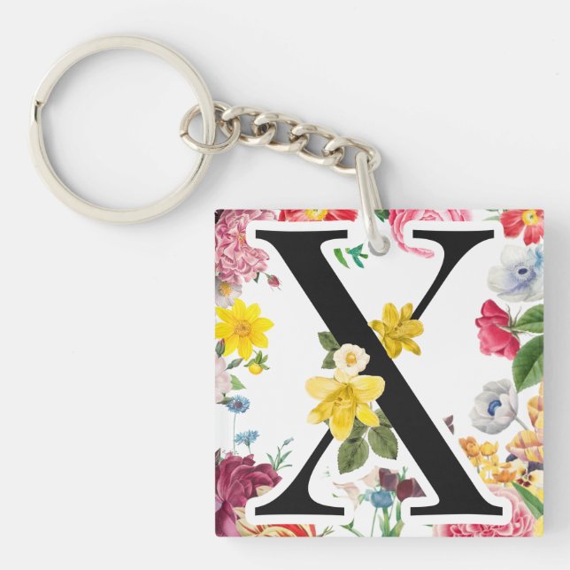 Floral Monogramm Schlüsselanhänger (Vorderseite)