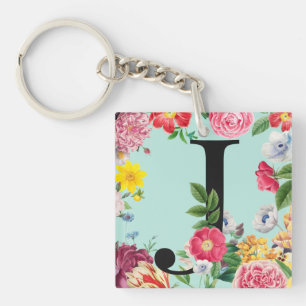 Floral Monogramm Schlüsselanhänger