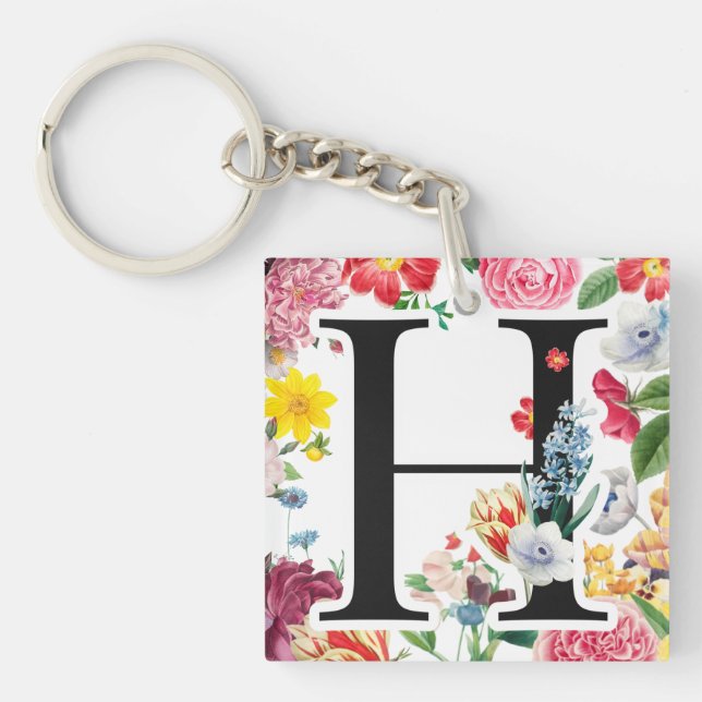 Floral Monogramm Schlüsselanhänger (Vorderseite)