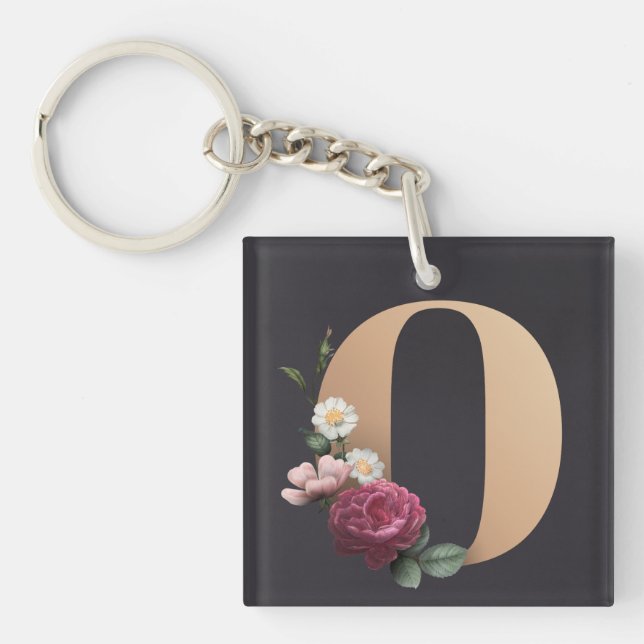 Floral Monogramm Schlüsselanhänger (Vorderseite)