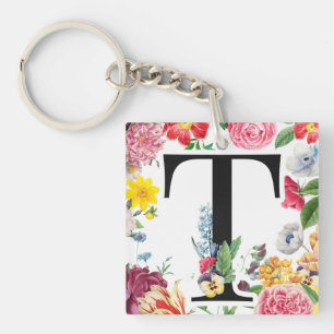 Floral Monogramm Schlüsselanhänger