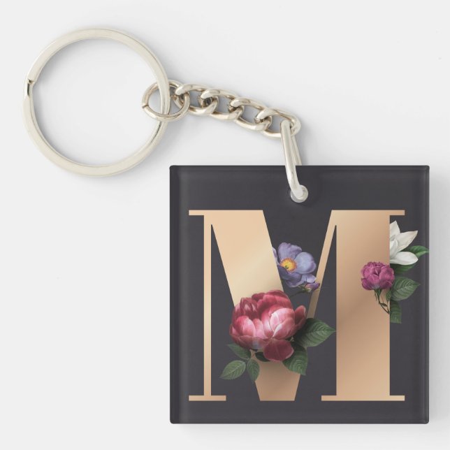 Floral Monogramm Schlüsselanhänger (Vorderseite)