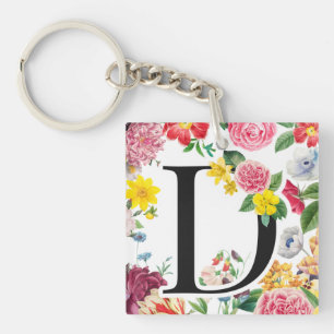 Floral Monogramm Schlüsselanhänger