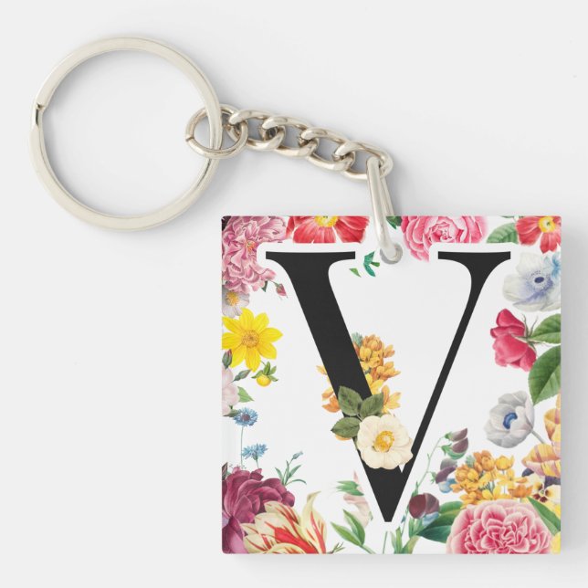 Floral Monogramm Schlüsselanhänger (Vorderseite)