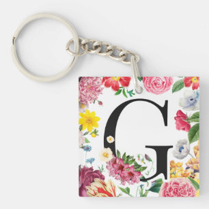 Floral Monogramm Schlüsselanhänger