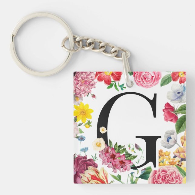 Floral Monogramm Schlüsselanhänger (Vorderseite)