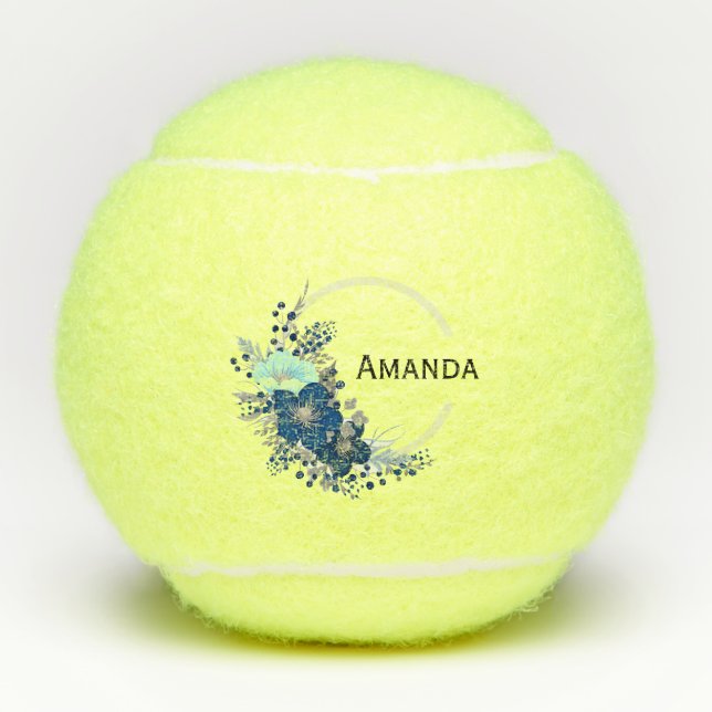 Floral Monogramm Tennisbälle (Vorderseite)