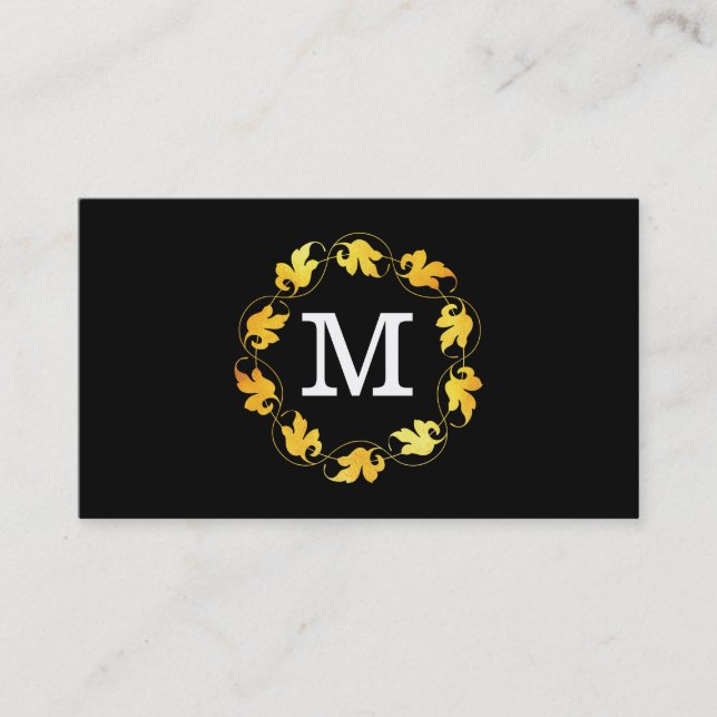 Floral Monogramm/Veränderung | Lux (Gold) Visitenkarte (Vorderseite)