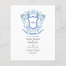 Floral Monogramm Wappen Paare Dusche Einladung Flyer