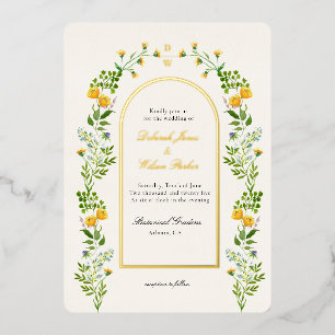Floral monogrammé en Arch cadre Foil Invitation