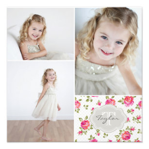 Floral Monogramme Girly Photo Collage