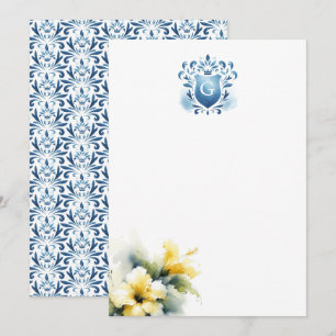 Floral Monogramme Merci Cartes Majestic Crest