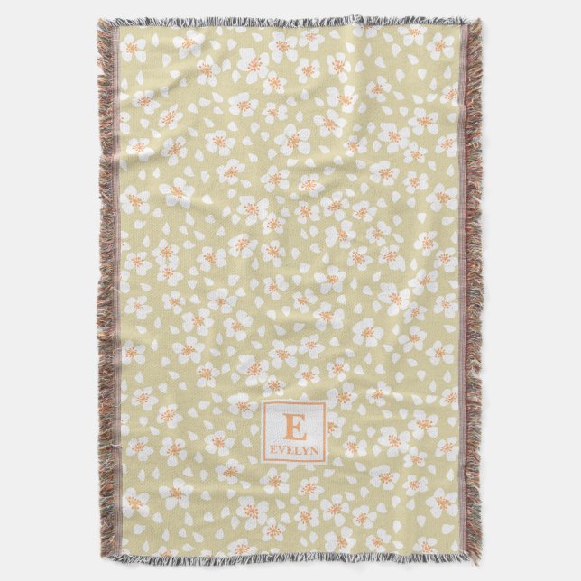 Floral Monogrammed Blanket Custom name Decke (Vorderseite Vertikal)