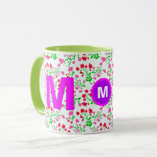 Floral Monogrammed Initial Café Mug pour les fille