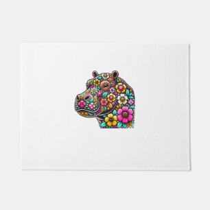 Floral Moo Deng Baby Hippo Hippopotamus Zootier Fußmatte