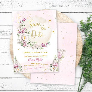 Floral Moon Baby shower rose Enregistrer la carte