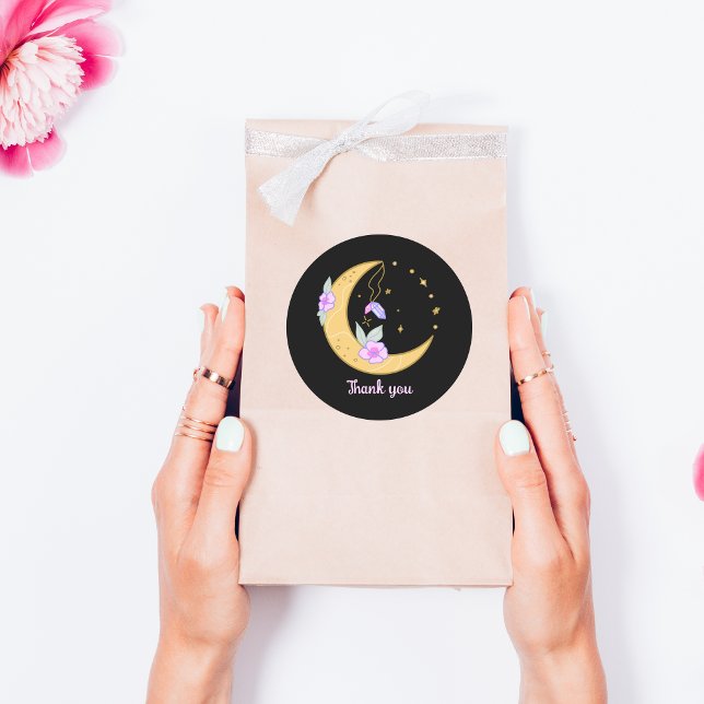 Floral Moon Runder Aufkleber (Von Creator hochgeladen)