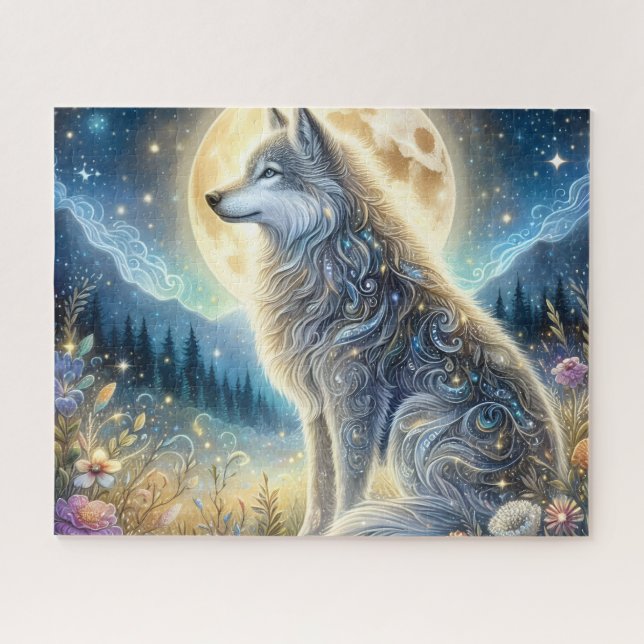 Floral Moon Wolf Moon (Horizontal)