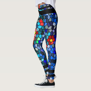 Floral Mosaic Tiles Leggings
