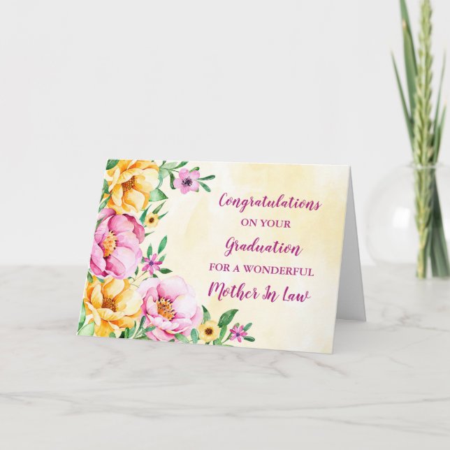 Floral Mother in Law Gratulation Abschluss Karte (Vorderseite)