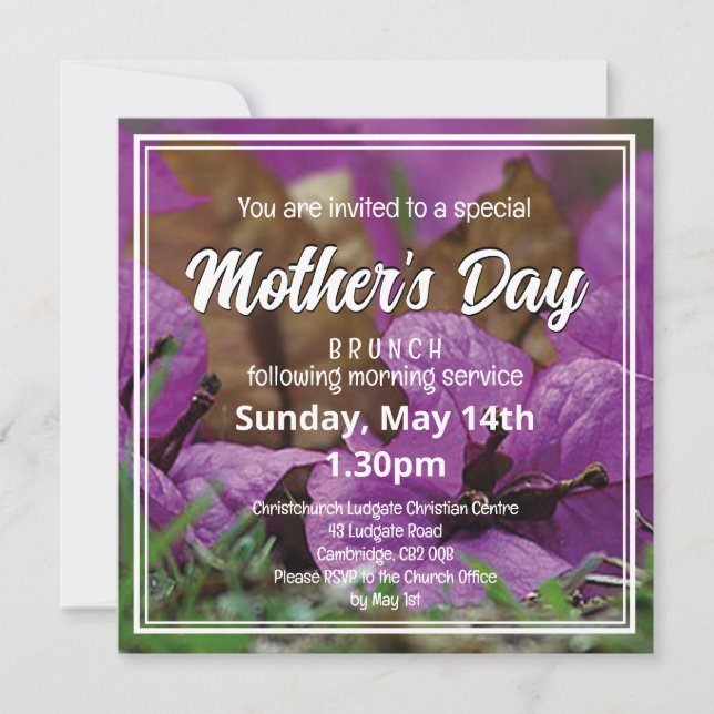 Floral MOTHERS DAY Church BRUNCH Einladung (Vorderseite)