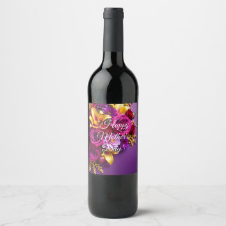 Floral Mother's Day Wine Label  Weinetikett