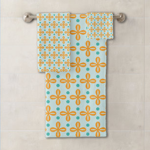 Floral Motif géométrique Orange, Aqua et Turquoise