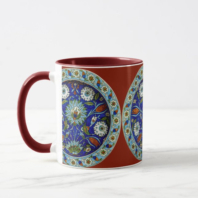 Floral Motif Tulip Iznik Türkisches Muster Kaffee Tasse (Links)