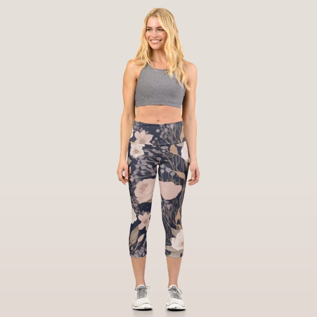 Floral Motif Yoga Capris (Vorderseite)