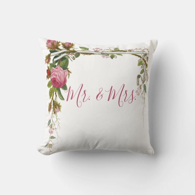 Floral Mr. Wedding Bride Groom Elegant Kissen (Vorderseite)