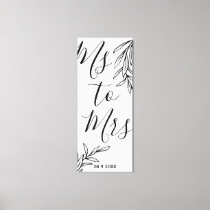Floral Ms à Mme douche nuptiale Toile Imprimer