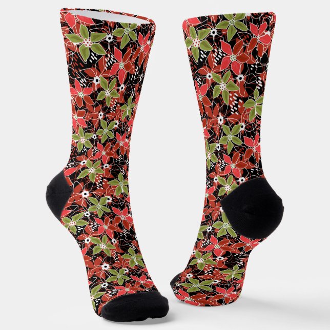 Floral multicolored sketch retro autumn  socken (Gewinkelt)