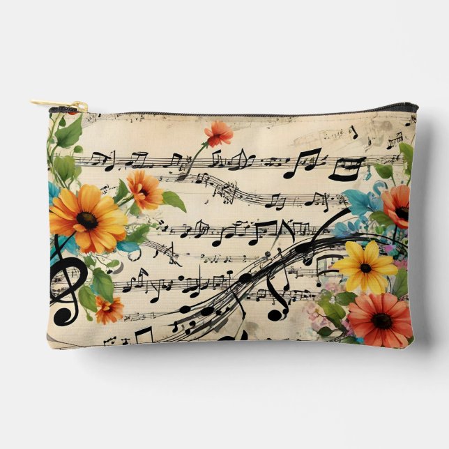 Floral Musical themed Zubehörtasche (Vorderseite)