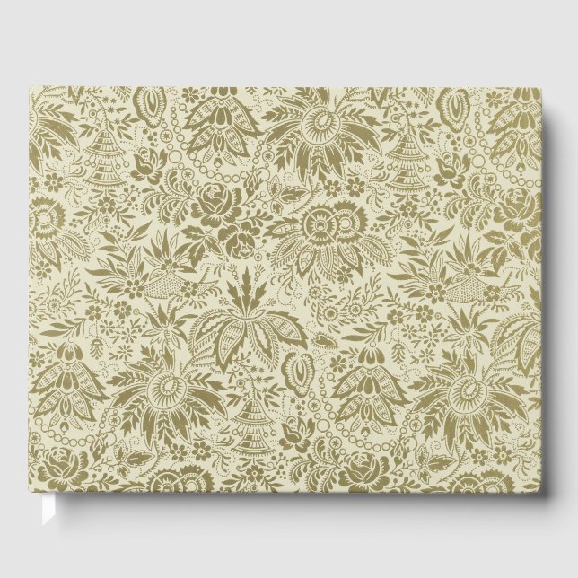 Floral Muster Antique Damask Paisley Gästebuch (Vorderseite)