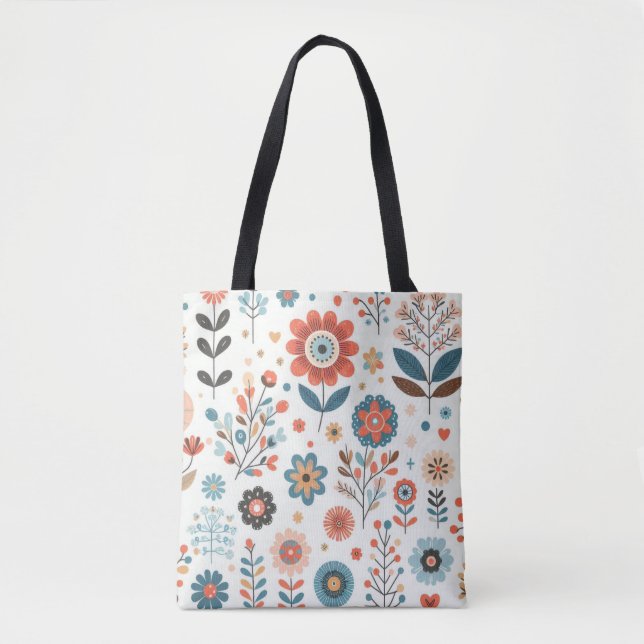 Floral Muster Tote Bag - Stilvolles Design Tasche (Vorderseite)