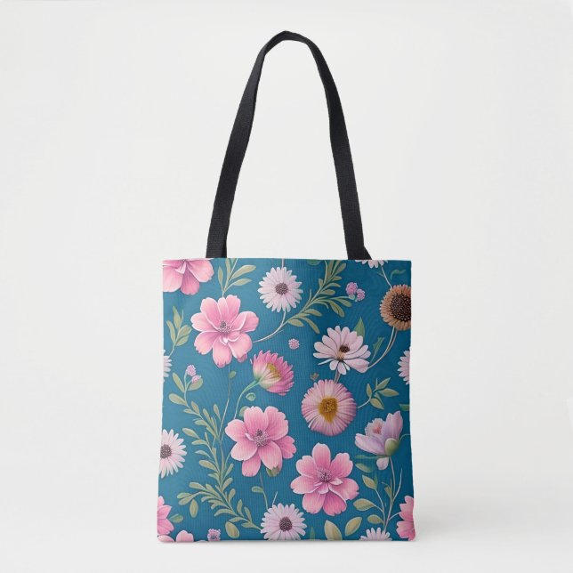 Floral Muster Tote Bag Tasche (Vorderseite)