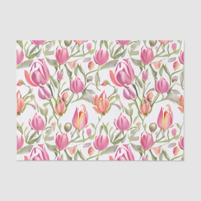 Floral Muster Tulip Blume Seidenpapier (Vorderseite)