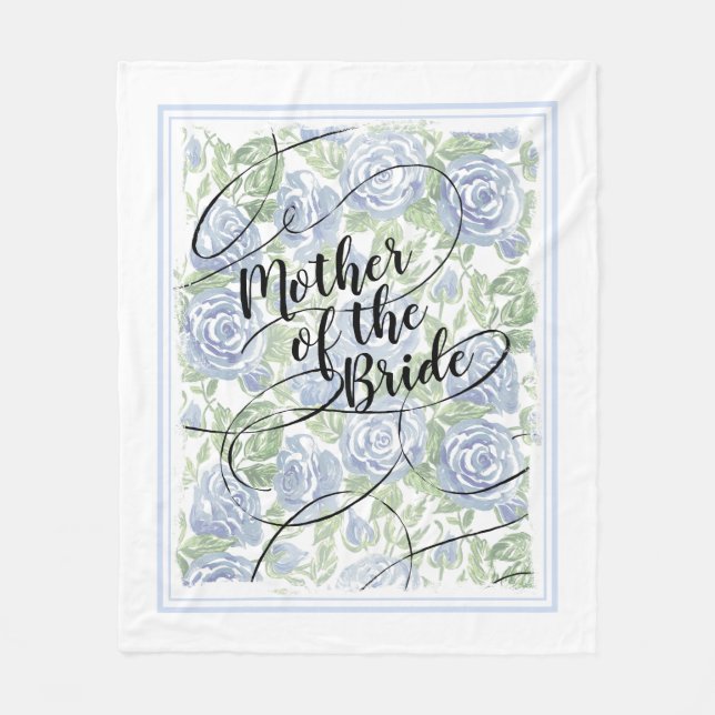 Floral Mutter der Bride Modern Script Blue Rose Fleecedecke (Vorderseite)