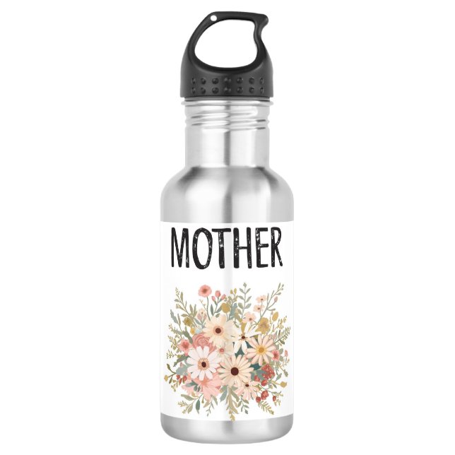 Floral "MUTTER" Wasserflasche Edelstahlflasche (Vorderseite)