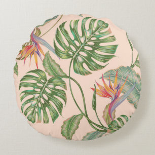 Floral nahtlos Vintages tropisches Muster Hintergr Rundes Kissen