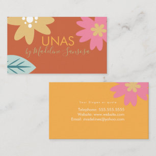 Floral Nail Technician Orange Business Card Visitenkarte