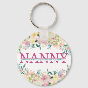 Floral Nanny spaltete Monogramm mit Enkelnamen Schlüsselanhänger