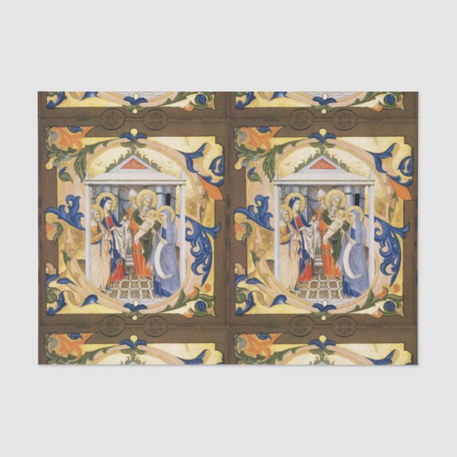 FLORAL NATIVITY CHRISTMAS PARCHMENT SEIDENPAPIER (Vorderseite)