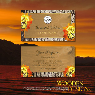 Floral Natural Wood Grain Rustic Tree Bark Logo Visitenkarte