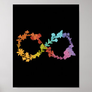 Floral Neurodiversity Unendlich Symbol Autismus Aw Poster