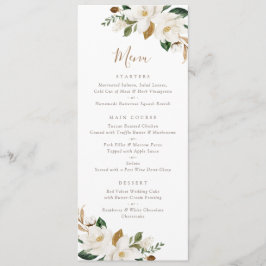 Floral Neutral White Magnolia Beige Elegante Moder Menükarte