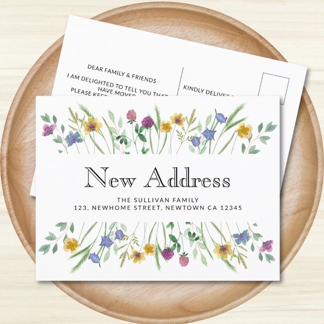 Floral New Address Moving Ankündigungspostkarte (Von Creator hochgeladen)