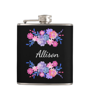Floral Niedlich Girly Elegante Mit Monogramm Blume Flachmann