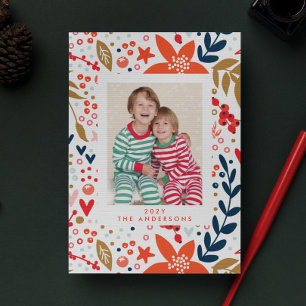 Floral Noël Joli Carte photo de vacances