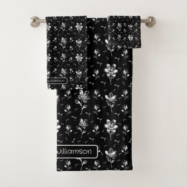 Floral Noir Et Argent Personnalisé (En situation)